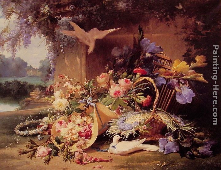 Eugene Bidau Elegant Still Life with Flowers